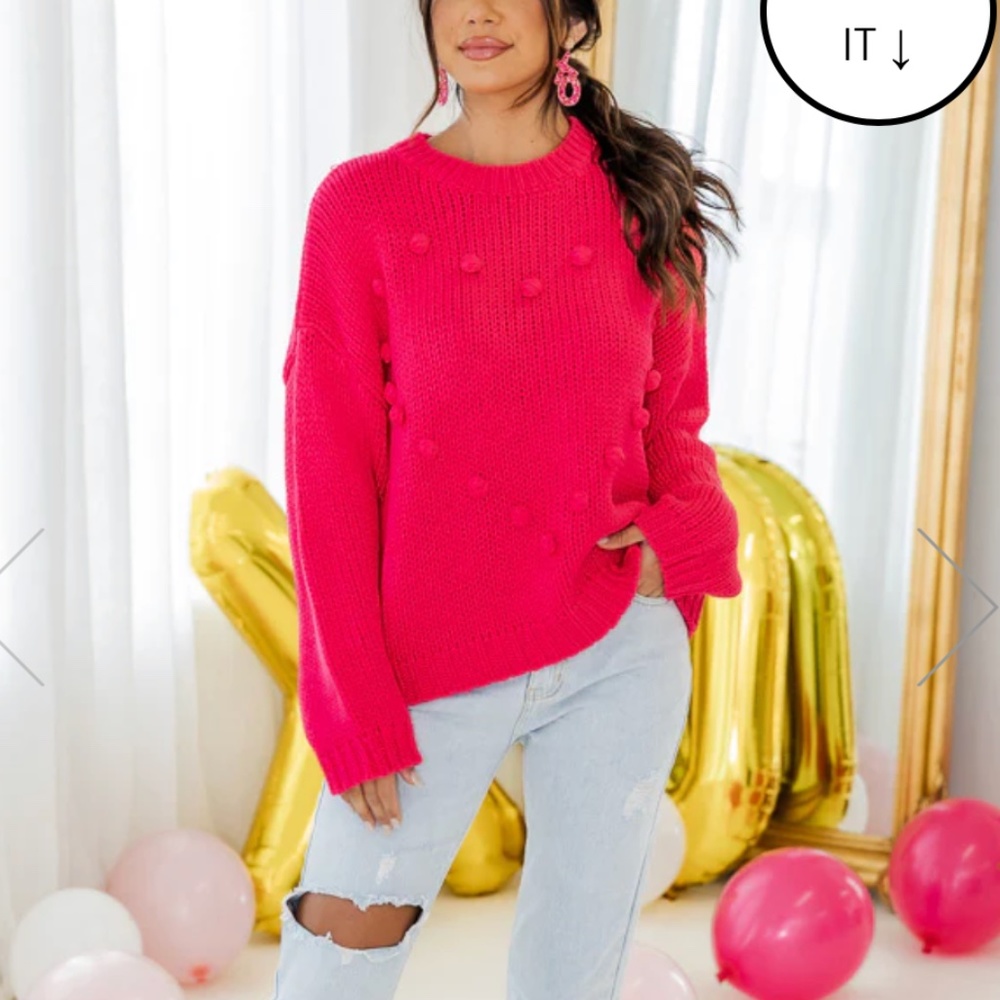 Like New Pom Heart Sweater